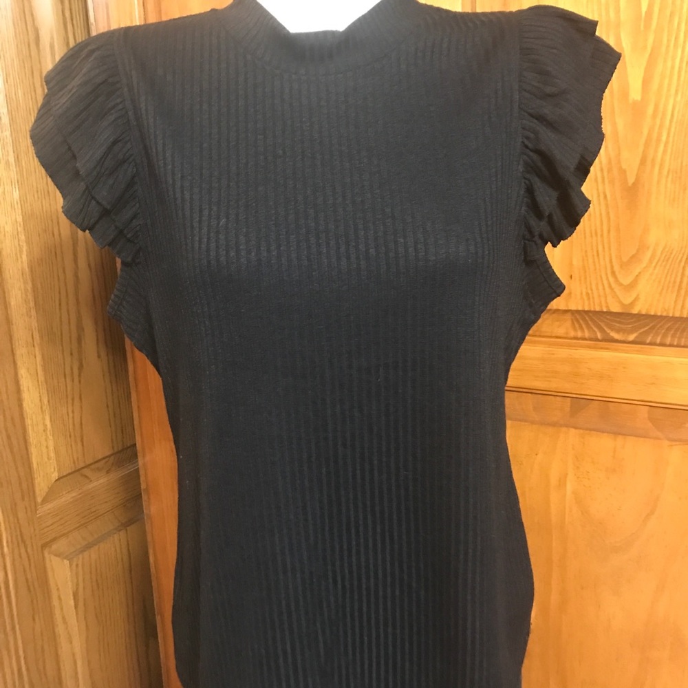 Jessica Simpson Size XL Black Ribbed Blouse